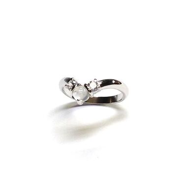 日本製 ムーンストーン＆キュービック ＳＩＬＶＥＲ９２５指が細く長く見えるV字リング SR 3927 送料無料 即日発送-5