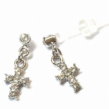 日本製 クロスライン 樹脂ポストピアス １ペア　高品質クリスタル使用 JP 36 送料無料 即日発送-1