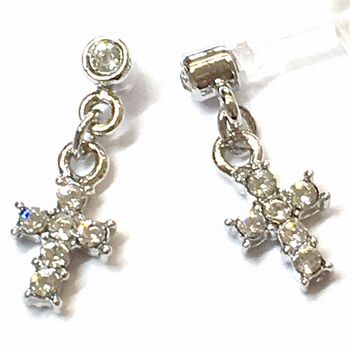 日本製 クロスライン 樹脂ポストピアス １ペア　高品質クリスタル使用 JP 36 送料無料 即日発送-2