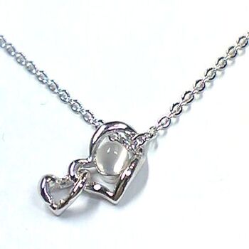 日本製 揺れるハートが可愛い ダブルハート天然石ペンダント ムーンストーンorブルートパーズ P 264 送料無料 即日発送-1