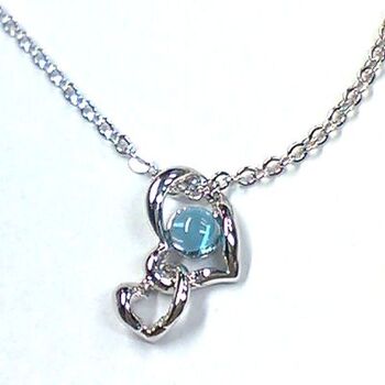 日本製 揺れるハートが可愛い ダブルハート天然石ペンダント ムーンストーンorブルートパーズ P 264 送料無料 即日発送-2