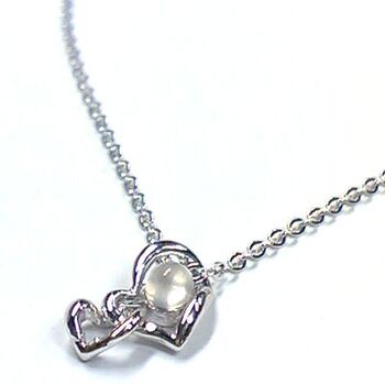 日本製 揺れるハートが可愛い ダブルハート天然石ペンダント ムーンストーンorブルートパーズ P 264 送料無料 即日発送-3