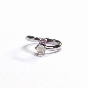 日本製 SILVER925 乙女チックシルバーリング ムーンストーン ＆ ジルコニア SR 3945 送料無料 即日発送-7