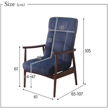 形姿が美しいリクライニングチェア ブルー 送料無料-7