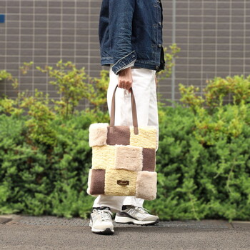 エコファーパッチワーク トートバッグ  Nananoel pappy 送料無料 即日発送-16