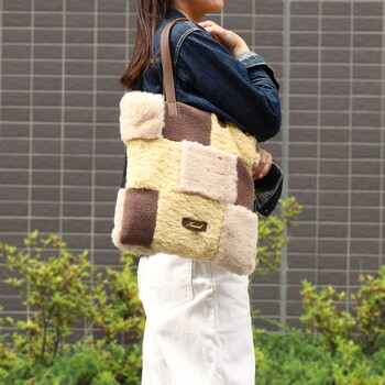 エコファーパッチワーク トートバッグ  Nananoel pappy 送料無料 即日発送-17