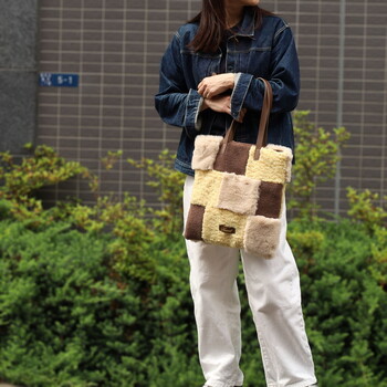 エコファーパッチワーク トートバッグ  Nananoel pappy 送料無料 即日発送-18