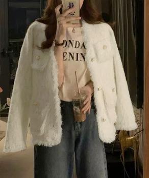 ツイード風ニットジャケットレディース上品 送料無料 即日発送-4