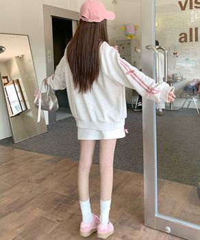 リボン付きスウェットジップアップパーカー 送料無料 即日発送-4