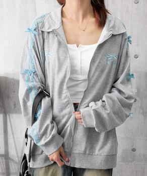 リボン付きスウェットジップアップパーカー 送料無料 即日発送-7