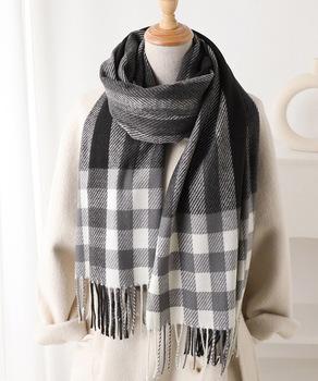 チェック柄マフラーレディース大判ストール 送料無料 即日発送-3
