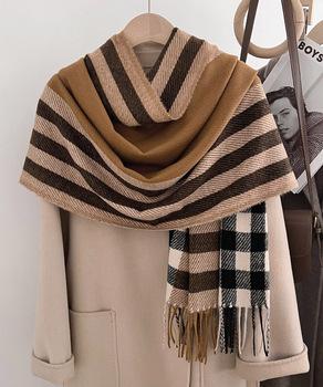 チェック柄マフラーレディース大判ストール 送料無料 即日発送-6