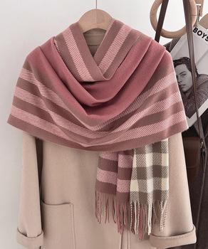 チェック柄マフラーレディース大判ストール 送料無料 即日発送-8