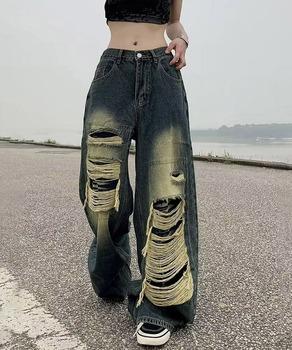 ダメージバギーデニムパンツヴィンテージ風 送料無料 即日発送-1