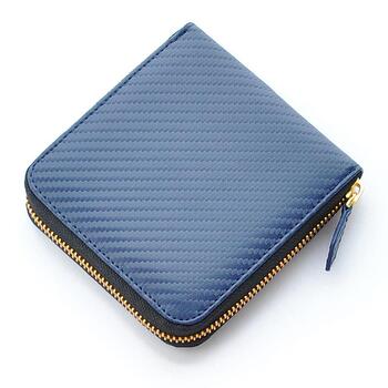 二つ折り財布 Merge カーボン加工×牛革ラウンドファスナー短財布 MG 1974 2色展開 コンパクト折財布 送料無料-5