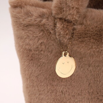 チャーム付 エコファー フェイス トートバッグ  COOCO クーコ SMILEY SMILEY 送料無料 即日発送-12