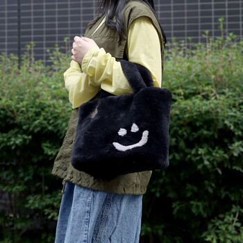 チャーム付 エコファー フェイス トートバッグ  COOCO クーコ SMILEY SMILEY 送料無料 即日発送-17