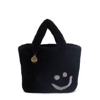 チャーム付 エコファー フェイス トートバッグ  COOCO クーコ SMILEY SMILEY 送料無料 即日発送-1