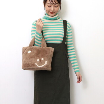 チャーム付 エコファー フェイス トートバッグ  COOCO クーコ SMILEY SMILEY 送料無料 即日発送-20