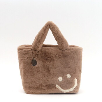 チャーム付 エコファー フェイス トートバッグ  COOCO クーコ SMILEY SMILEY 送料無料 即日発送-2