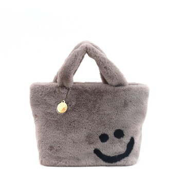 チャーム付 エコファー フェイス トートバッグ  COOCO クーコ SMILEY SMILEY 送料無料 即日発送-3