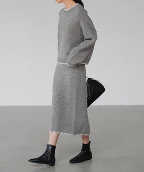 ニットセットアップ 上下セット 配色 送料無料 即日発送-3