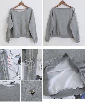 オフショルダースウェット長袖レースリボン 送料無料 即日発送-9