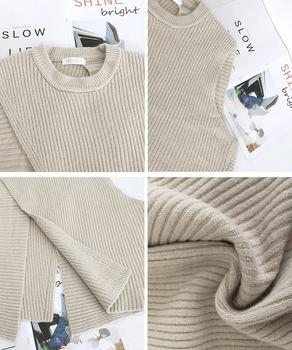 リブニットベスト 前後スリットニットジレ 送料無料 即日発送-9