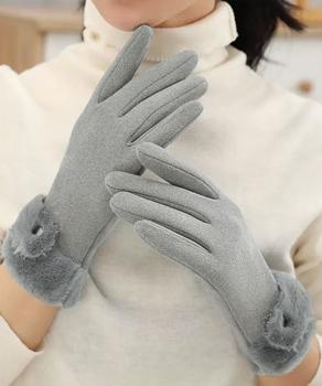 タッチパネル対応ファー付き手袋スエード調 送料無料 即日発送-6