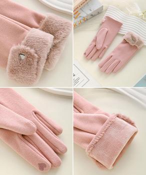 タッチパネル対応ファー付き手袋スエード調 送料無料 即日発送-8