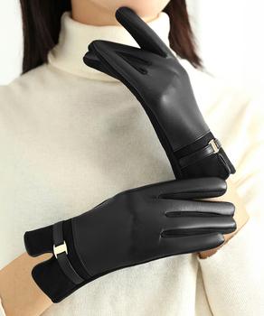 スマホ対応 PUレザー手袋レディース防寒 送料無料 即日発送-3