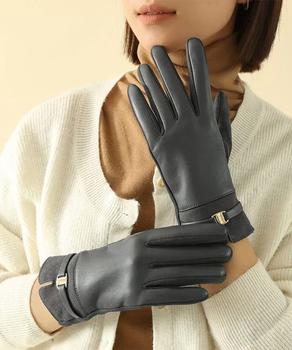 スマホ対応 PUレザー手袋レディース防寒 送料無料 即日発送-6
