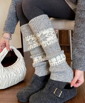 ノルディック柄レッグウォーマー暖かい靴下 送料無料 即日発送-5