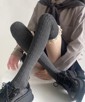 ニーハイソックス レース切り替え 靴下 送料無料 即日発送-3