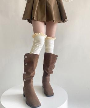 ニーハイソックス レース切り替え 靴下 送料無料 即日発送-4