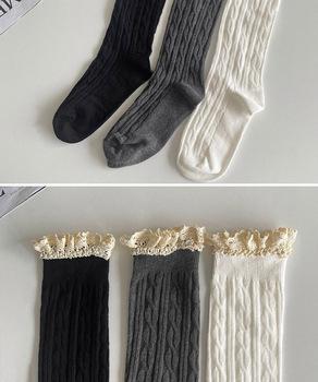 ニーハイソックス レース切り替え 靴下 送料無料 即日発送-6