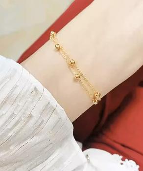 2連ブレスレット チェーン重ね付け腕飾り　ゴールド 送料無料 即日発送-1