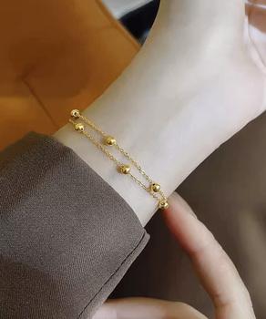 2連ブレスレット チェーン重ね付け腕飾り　ゴールド 送料無料 即日発送-2