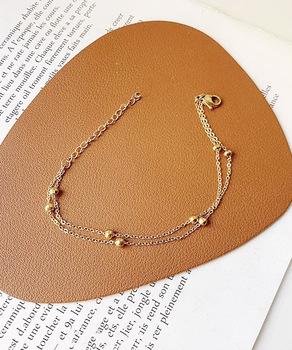 2連ブレスレット チェーン重ね付け腕飾り　ゴールド 送料無料 即日発送-3