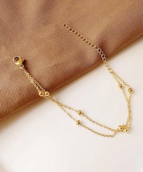 2連ブレスレット チェーン重ね付け腕飾り　ゴールド 送料無料 即日発送-4