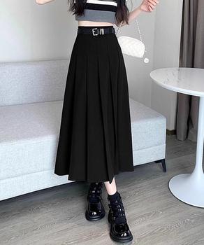 プリーツスカート ベルト付き 送料無料 即日発送-3