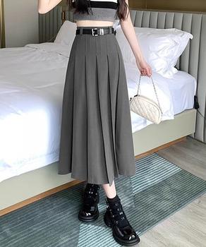 プリーツスカート ベルト付き 送料無料 即日発送-6