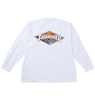 大きいサイズ THRASHER Diamond Logo長袖Tシャツ 3L 4L 5L 6L 8L ホワイト ラッピング可 送料無料 即日発送-1