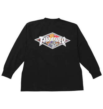 大きいサイズ THRASHER Diamond Logo長袖Tシャツ 3L 4L 5L 6L 8L ブラック ラッピング可 送料無料 即日発送-1