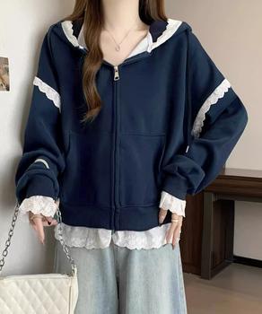 パーカー レース切り替え ZIP 送料無料 即日発送-5