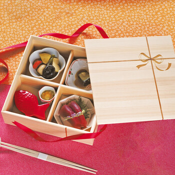 桧 縁 enishi 料理箱 四ツ切 蓋付 日本製 2個セット 送料無料-5