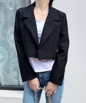 ショート丈テーラードジャケット 秋服 送料無料 即日発送-1