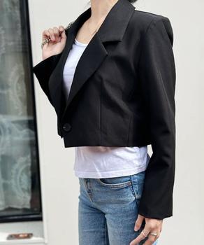 ショート丈テーラードジャケット 秋服 送料無料 即日発送-3