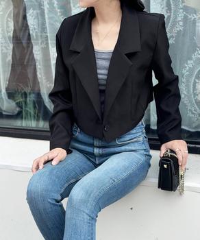 ショート丈テーラードジャケット 秋服 送料無料 即日発送-4