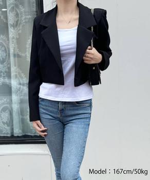 ショート丈テーラードジャケット 秋服 送料無料 即日発送-5